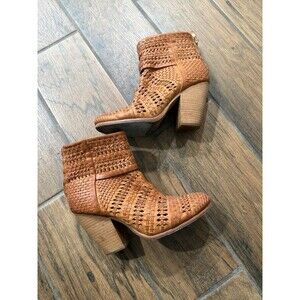 Rag & Bone Newbury Boots Brown Woven Leather Zip Up Ankle Womens Sz 39  US 8.5/9